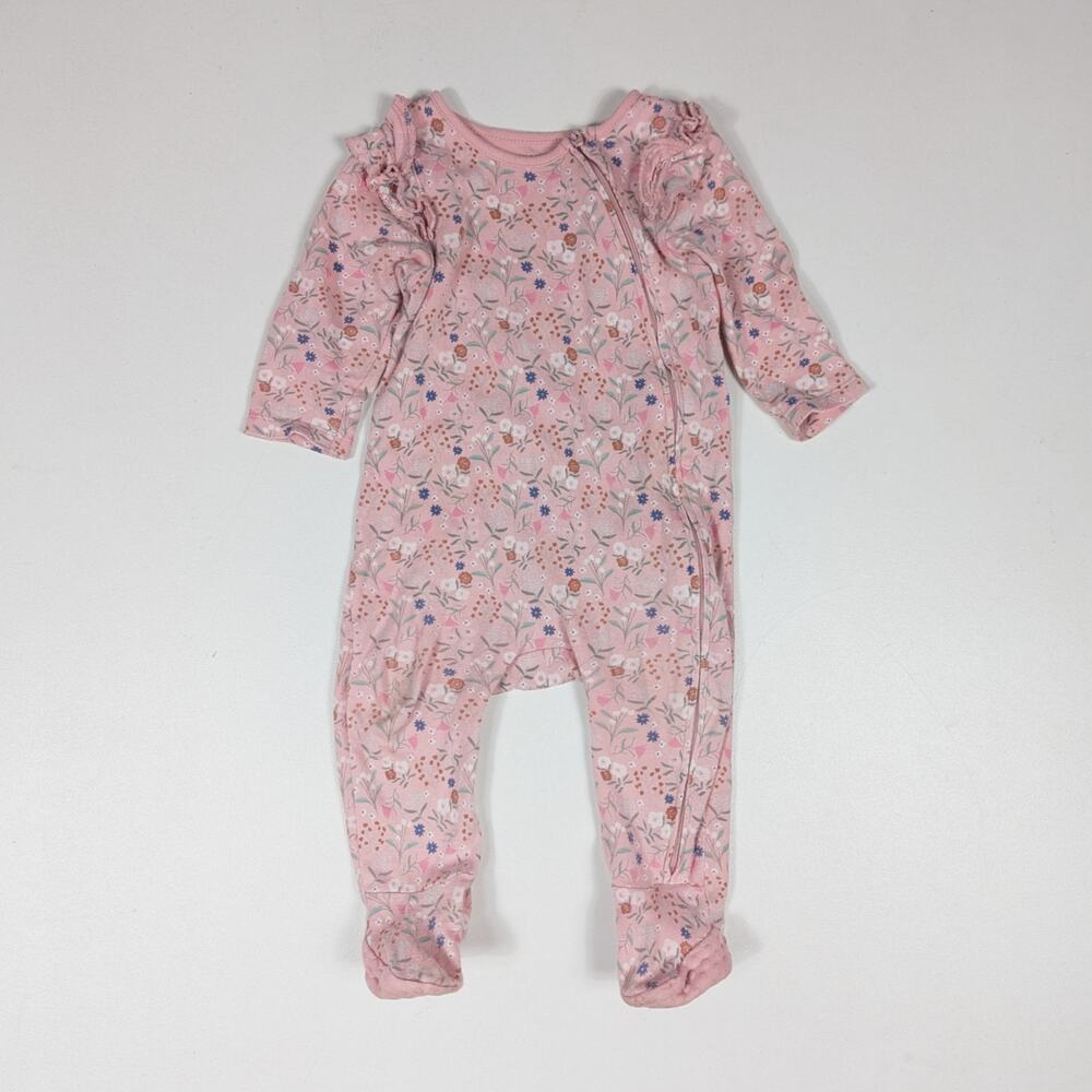 Marks & Spencer Sleeper Baby Girls Sz 9-12m Pink Floral Footie